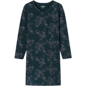 SCHIESSER - UNCOVER - Nachthemd - Blauw - Katoen - V-hals - Lange Mouwen