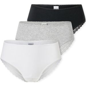 Schiesser - Moderne Multipacks - Dames Onderbroek - Zwart, Wit, Grijs - Kanten