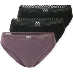 SCHIESSER - Damesslip Rio - Katoenen Slip - Verpakking van 3 Stuks - Ademend - Kanten Banden