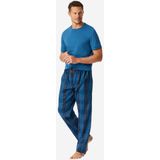 Schiesser Heren slaapbroek lang Web - Mix + Relax - Organic Cotton, Donkerblauw 182192, 48