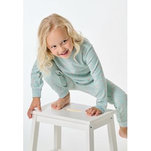 SCHIESSER - Girls World - Nachtkledij - Mintgroen/Rosa - 2-delig - Katoen - Bloemenprint