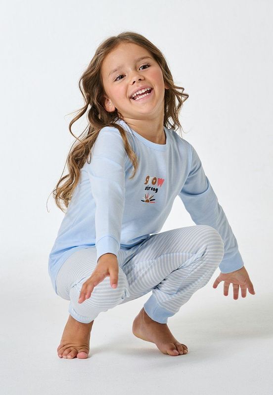 SCHIESSER - Nachtkledij - Lichtblauw - Horse World - 2-delig - Lang/maxi