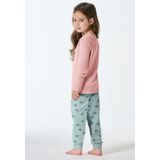 SCHIESSER - Nachtkledij - Lichtblauw / Koraal - 2-delig - Lang/maxi