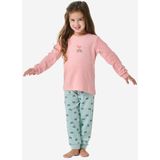 SCHIESSER - Nachtkledij - Lichtblauw / Koraal - 2-delig - Lang/maxi