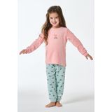 SCHIESSER - Nachtkledij - Lichtblauw / Koraal - 2-delig - Lang/maxi