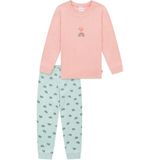 SCHIESSER - Nachtkledij - Lichtblauw / Koraal - 2-delig - Lang/maxi
