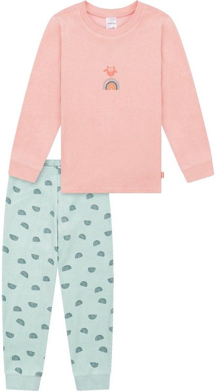 SCHIESSER - Nachtkledij - Lichtblauw / Koraal - 2-delig - Lang/maxi