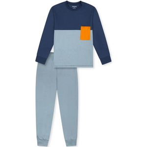 SCHIESSER - Teens Nightwear - Nachtkledij - Navy - Lichtblauw - Oranje - 2-delig