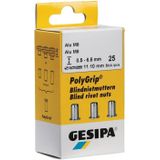 Gesipa - PolyGrip Blindklinkmoer - RVS - 9 mm x 18 mm - 25 stuks