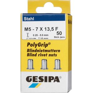 PolyGrip 1464840 Mini-klinkmoeren, staal M, 5 x 7 x 13,5 mm