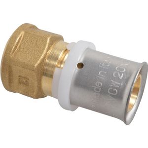 Kirchhoff Messing overgangsstuk, blank, 20 mm x 1/2"IT, persfitting voor meerlagenbuis - 988713255
