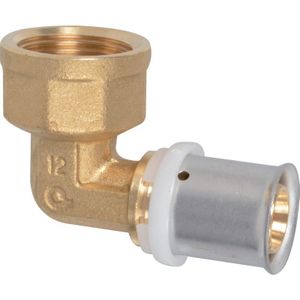 Kirchhoff Messing overgangshoek 90°, blank, 20 mm x 1/2"IT, persfitting voor meerlagenbuis - 988716255