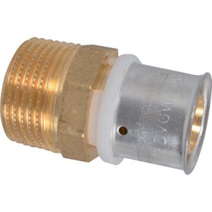 Kirchhoff Messing overgangsstuk, blank, 26 mm x 1"ET, persfitting voor meerlagenbuis - 988712655