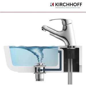 KIRCHHOFF Universele spoelgarnituur, pop-up wastafelstop, afvoerventiel met overloop, afvoerstop voor badkamer, wastafel & wastafel, chroom 98807320