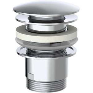 KIRCHHOFF Design universele gootsteenafvoergarnituur, pop-up wastafelstop, afvoerventiel met overloop, afvoerstop voor badkamer, wastafel en wastafel, chroom 98807330
