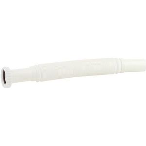 KIRCHHOFF 98836748 Flexibele sifon 1 1/4 inch x 32 mm wit, lengte flexibel uittrekbaar 340-800 mm, afvoerslang met flexibele afvoerslang, wastafelafvoer van kunststof voor de badkamer