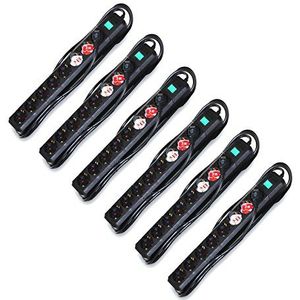 Brennenstuhl Eco-Line stekkerdoos met schakelaar 8-voudig 3m - 6-delige spaarverpakking, zwart