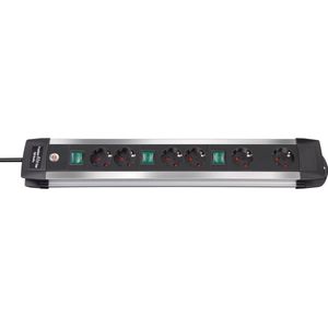 Steckdosenleiste Premium-Alu-Line Technik 2x3-fach 3m schaltbar silber schwarz