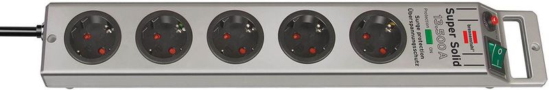 Brennenstuhl - Super-Solid-Line - Stekkerdoos - Zilver - 5 Contacten - 2,5 Meter