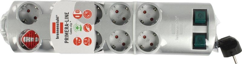 Brennenstuhl - Primera-Line - Stekkerdoos - Zilver - 10 Contacten - 2 Meter