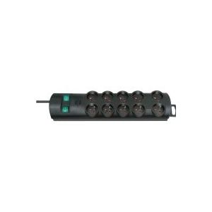 Primera-Line stekkerdoos 10-voudig zwart 2m H05VV-F 3G1,5 de stopcontacten zijn schakelbaar per 5 *FR*