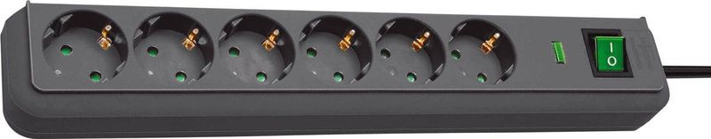 Brennenstuhl - Eco-Line - Stekkerdoos - Zwart - 6 Contacten - 1,5 Meter