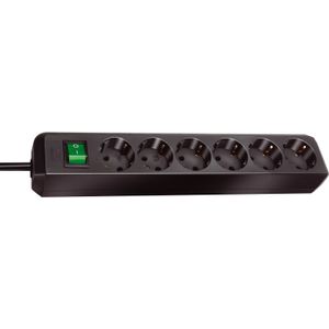 Brennenstuhl Eco-Line met schakelaar 6-voudig zwart 1,5m H05VV-F 3G1,5 - 1159500015