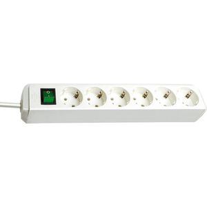 Brennenstuhl Eco-Line Steckdosenleiste 6-fach, 1,5 m Kabel, 45°-Anordnung, erhöhter Berührungsschutz, L 360 x B 90 x T 65 mm, weiß