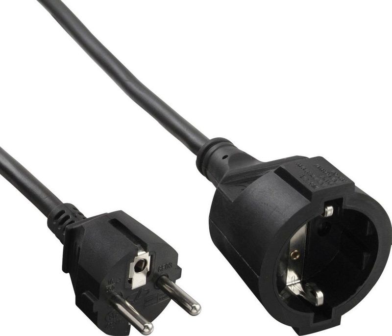 Brennenstuhl - CEE 7/7 - CEE 7/3 Stroom Verlengkabel - Zwart - 2 Meter