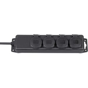 Brennenstuhl IP44 4-voudige Stekkerdoos Schuko met 2m Kabel Zwart