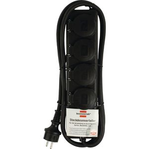 Brennenstuhl - IP44 Stekkerdoos - Zwart - Rubber-Neopreen - 4 Contacten - 2 Meter