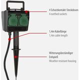 Brennenstuhl - Tuinstekkerdoos - 4-voudig - Grondpen - Weerbestendig - 1.4 meter