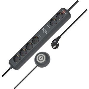 Brennenstuhl Eco-Line Comfort Switch Plus Stekkerdoos, 6-voudig (2 permanente, 4 schakelbare stopcontacten, verlichte voetschakelaar) Single antraciet