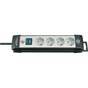 Premium-Line stekkerdoos 4-voudig zwart/lichtgrijs 5m H05VV-F 3G1,5
