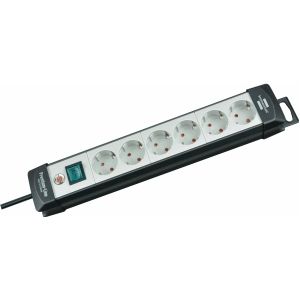 Brennenstuhl 1951560100 6 Voudige Stekkerdoos Met Schakelaar - Zwart / Lichtgrijs - 3m