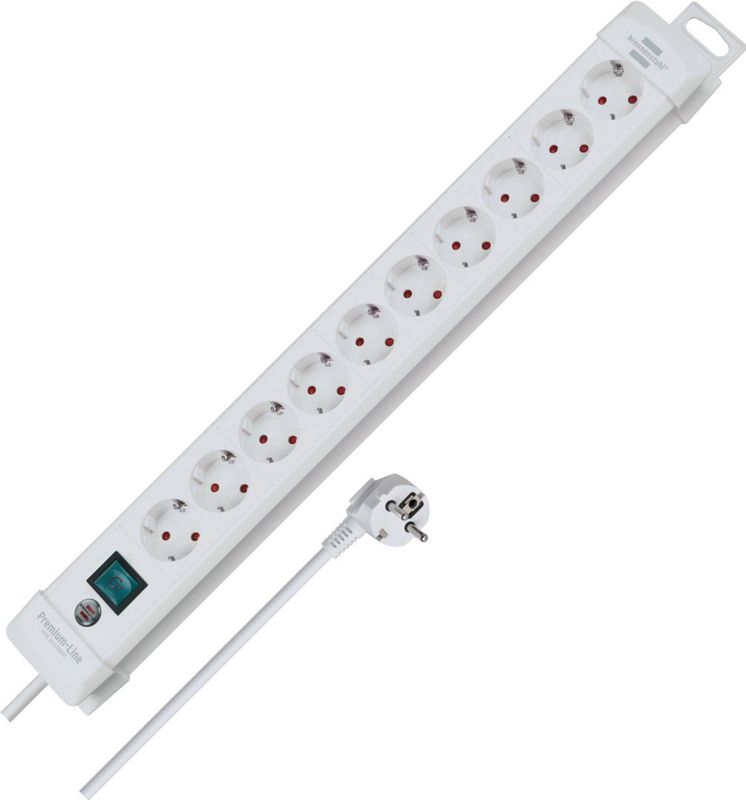 Brennenstuhl - Premium-Line Stekkerdoos - Wit - 10 Contacten - 3 Meter