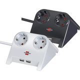 Brennenstuhl - Stekkerdoos - Zwart - Kunststof - 2-voudig met 2 USB Lader