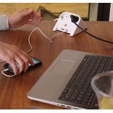 Brennenstuhl Desktop-Power, Stekkerdoos 2-voudig voor de tafel (tafelcontactdoos met 1,8 m kabel, rubberen pootjes en 2-voudige USB lader) wit gepolijst