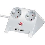 Brennenstuhl - Desktop-Power Stekkerdoos - Wit - 2x USB - 1,8 Meter