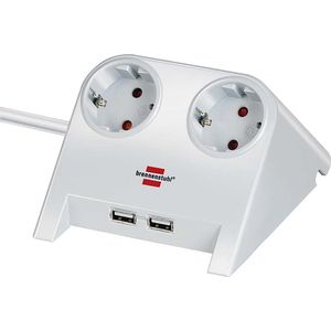 Brennenstuhl - Desktop-Power Stekkerdoos - Wit - 2x USB - 1,8 Meter