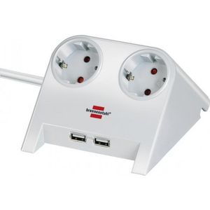 Stekkerdoos brennenstuhl 2vdig usb 1.8m wit