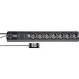 Primera-Tec Comfort Switch Plus 19.500A stekkerdoos met overspanningsbeveiliging 7-voudig zwart 2m H05VV-F 3G1,5 2 permanent, 5 schakelbaar