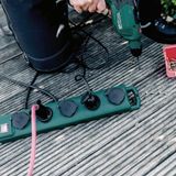 Brennenstuhl Super-Solid SL 554 Tuin-contactverdeler, outdoor stekkerdoos voor gebruik in de tuin, 5-voudig, 5 m kabel, met schakelaar, IP54, groen