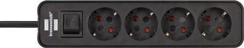 Brennenstuhl - Ecolor Stekkerdoos - Zwart - 4 Contacten - 1,5 Meter