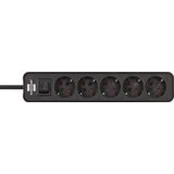 Brennenstuhl - Ecolor Stekkerdoos - Zwart - 5 Contacten - 1,5 Meter