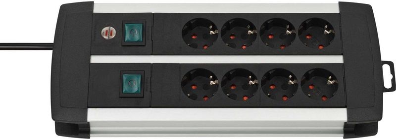 Brennenstuhl - Premium-Alu-Line Technics - Stekkerdoos - Zwart - 3 Meter