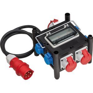 Brennenstuhl Compacte rubberen stroomverdeler / rubberen verdeler (2m kabel, 2xCEE 400V/16A, 1 x CEE 400V/32A, 4x 230V/16A, gebruik op de bouwplaats en permanent buitengebruik, fabrikaat in Duitsland)