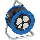 Brennenstuhl Garant Compacte kabelhaspel 3-voudig met USB voor gebruik binnenshuis (indoor kabelhaspel met USB-oplaadfunctie en 15 m kabel, Made in Germany) blauw