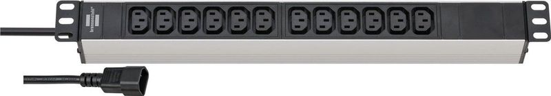 Brennenstuhl - Alu-Line 19'' Stekkerdoos - Zwart - 12x IEC C13 - 2 Meter