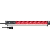 Brennenstuhl - Alu-Line Stekkerdoos - Zwart/Rood - Aluminium - 8x CEE 7/3